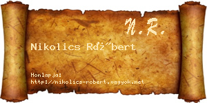 Nikolics Róbert névjegykártya